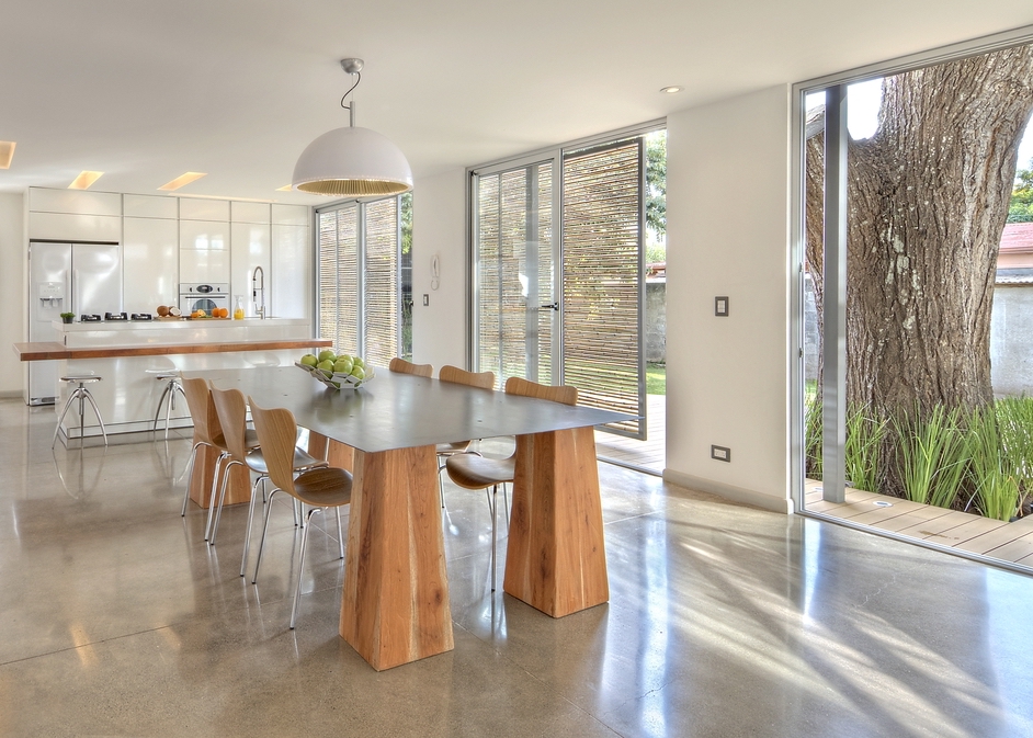 Kitchen With Polished Concrete Floor the pros of concrete flooring